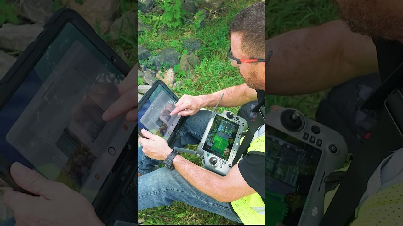 Field crew using drone controller with iFieldSmart interface